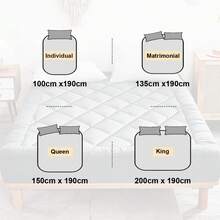 1Pieza Protector de Colchón (Sin Funda de Alohada)Cubre Colchón de LujoSuave como la Seda,Transpirable,Máximo Confort para Dormitorios-Tamaño Individual Matrimonial,Color Blanco - Blanco - Ver 4