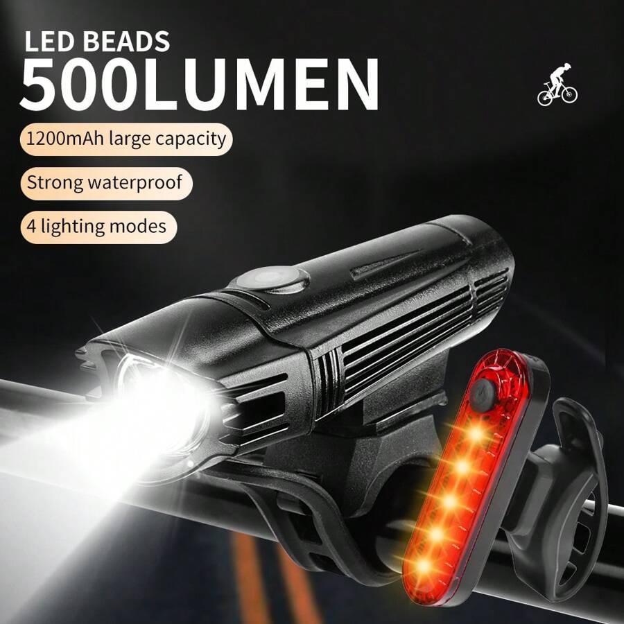 Juego de luces para bicicleta IPX4 resistente al agua, recargable por USB, con 4 modos de iluminación, luz para bicicleta para conducir de noche, escalar, explorar y actividades al aire libre