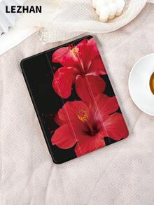 1 件黑底红花图案平板电脑保护壳，兼容 iPad 10.2、iPad Pro 11 英寸 2021/2020/10th Gen、iPad Mini 4/5/6、Galaxy Tab A8 10.5 英寸 2022、Matepad 10.4 英寸/Tab，带铅笔槽，防摔，平板电脑支架保护壳 - 彩色 - 查看 5