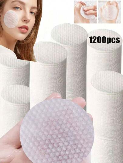 1200/900/600/300/150/75 Oval Cleansing Pads For Face Use, High Quality Make-Up Remover Pads, Hypoallergenic Unlined Circle, Suitable For All Skin Types Disposable Beauty Wipes, Non-Woven Facial Cleansing Wipes, Women's Make-Up Essentials