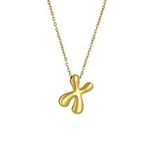 18K Bubble Letter Necklace Gold For Women, Initial Necklaces Rhinestone Chunky Bubble Letter Necklace As Mother's Day Gifts Charm Puff Name Pendant Alphabet Necklaces Non Tarnish Gold Plated Jewelry