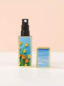 1/4 件花卉油画图案香水喷雾瓶，可重复使用多面图案方底装香水瓶，迷你化妆品瓶，香水，纯露包装工具，多种颜色可供选择，送给家人和朋友的生日礼物，节日礼物，便携式旅行 5ml - 彩色 - 查看 12