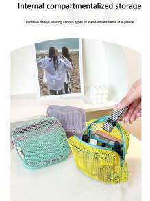 Dopamine Color Grid Data Cable Storage Bag, Portable Handheld Wire Earphone Power Charger Storage Bag, Multi-Function Lipstick Bag. Cosmetic Bag Storage Bag Small Travel Storage Bag, Cosmetic Storage Bag, Zipper Bag Necessities Travel Accessories Mobile Phone Storage Bag Suitable For Gifts, Friends, Girls, Students Zipper Cosmetic Bag Gift Storage Jewelry Storage Box