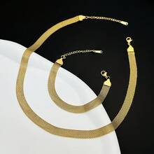 1 Set Stainless Steel Fashionable, Minimalist And Delicate Roman Numeral Rhinestone Decor Necklace Set, Elegant, Versatile And Suitable For Daily Wear - Yellow Gold - View 15