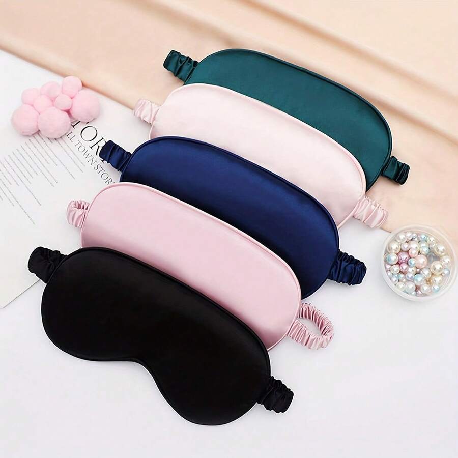 10PCS/5PCS/3PCS/1PCSunshade Sleep Eye Mask, Imitation Silk Ice Feeling Comfortable, Relaxing Fatigue, Suitable For Office Nap, Sleep, Business Trip, Travel - Grass green - View 1