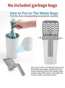 1 Set Of Integrated Cat Litter Scoop With Detachable Garbage Bag And Pet Feces Picker(No Included Garbage Bags)