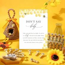 BabyShower Game Cards 4 Games Set, BabyTrivia, HOW Mommy Or Daddy, BabyPrediction And Advice, Find The Guest Bingo Game Cards BabyShower Theme Party Favors.(Bee) - Multicolor - View 7