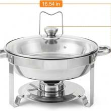 Huisuilinss Chafing Dish Buffet Set,5 Qt Stainless Steel Chafers With Lid Holder & Glass Lid,Round Catering Warmer Server For Weddings Parties Banquets,2 Packs/4 Packs - 4件 - 查看 2