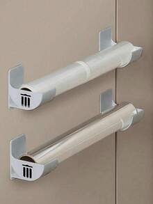 4pcs No Drill Kitchen Storage Racks With Adhesive Hooks, Space-Saving Aluminum Foil Bag & Pouch, Wall Mounted And Cabinet Door Storage Solution - Multicolor - View 14