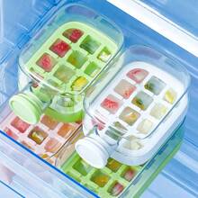 1 pezzo Stampo per cubetti di ghiaccio di grande capacità, frullatore portatile da esterno altamente attraente per bevande ghiacciate, adatto per contenitori di bevande refrigerate, teiere alla frutta e bottiglie di limone, dispensatore di bevande per intrattenimenti familiari, feste e festival, stampo per cubetti di ghiaccio, griglia per cubetti di ghiaccio pressati, scatola di conservazione dei cubetti di ghiaccio fatti in casa, scatola di conservazione per frigoriferi domestici, bottiglia d'acqua con griglia per cubetti di ghiaccio congelati che può essere trasportata con sé