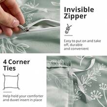 Duvet Cover King Size, Reversible Floral Lavender Duvet Cover Set With Zipper Closure, 3 Pieces Botanical Patterns Soft Microfiber Bedding Set (90"X104", 2 Pillow Cases 20"*36") - 01 - 綠葉(無被子) - 查看 7