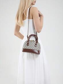 Túi đeo chéo hai quai có khóa kéo, thiết kế đơn giản, chất liệu da PU màu trơn, túi xách tay cầm phía trên tiện dụng. - Nhiều màu - Xem 5