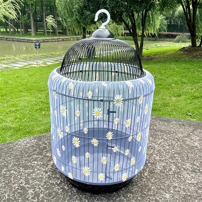 غطاء غبار لقفص الببغاء بنمط زهرة عباد الشمس ، من قماش شبكي ناعم قابل للتنفس و قابل للتعديل ، سهل التنظيف ، مناسب لأقفاص الببغاء والعصافير الصغيرة والكوكاتيل والأفريقي ذو الشكل الدائري/المربع