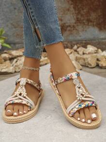 Multi-Color Flat Roman Sandals, New Slip-On Style, Lightweight Casual Summer Beach Sandals