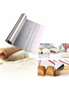 1pc Dough Blender And Pastry Cutter, Stainless Steel Nut, Pie, Pastry And Dough Cutter And Scraper - Silver - View 5