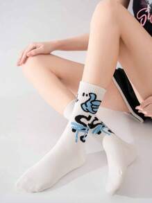 5 Pairs Unisex Cartoon Graffiti Colorful Socks, Original Design, Fashion Patterns Suitable For Various Styles, Great For Gifts To Family And Friends