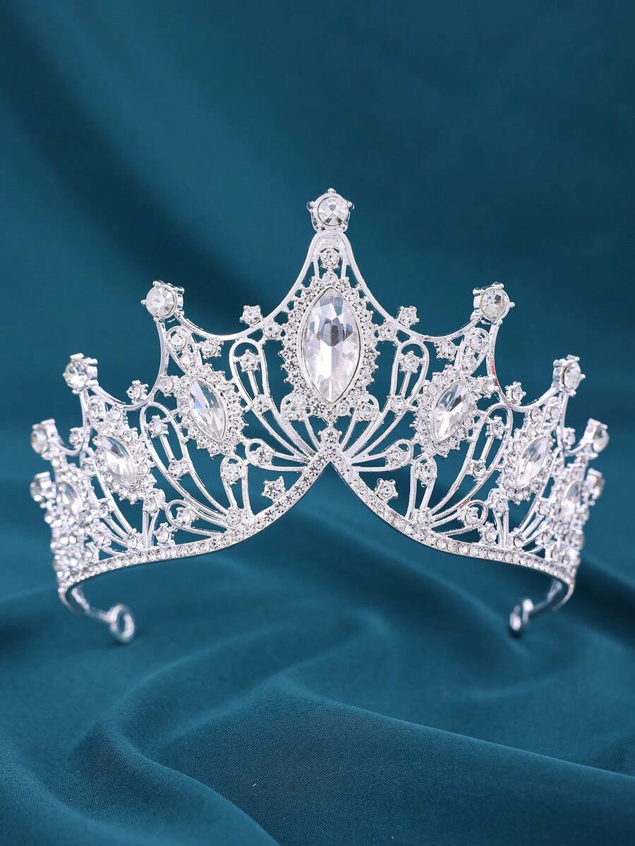 1pc Queen Crowns For Women, Rhinestone Wedding Crowns And Tiaras Crystal Princess Crown Tiaras For Prom Birthday Party Valentines Costume Royal ﻿ - Multicolor - View 1