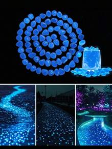 500pcs/10pcs-Glow In Dark Rocks Luminous Stone Garden Accessories Micro Landscape Fish Tank Decoration Outdoor Patio Lawn Yard Kit,Glow In The Dark Garden Pebbles Stones Rocks For Yard And Walkways Decor, DIY Decorative Luminous Stones(Blue)