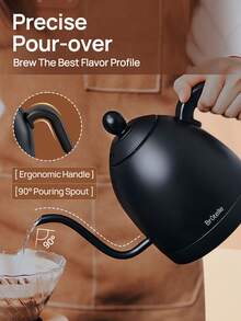 Brutelle 1pc Gooseneck Electric Kettle, Knob-Style Digital Display, Temperature Control, 1200W Fast Heating, 0.8L Capacity, Auto Keep Warm, Stainless Steel Material, Suitable For Home, Office And Hotel - UK Plug(220-240V) - View 3