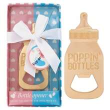 12 Stücke blaue Babyflaschen-förmige Flaschenöffner, Party Geschenke, dekorative Souvenirs, knallende Flaschenöffner mit Geschenkbox um Geschlecht & Party-Präferenz zu enthüllen, Hochzeitsgästegeschenke, Geburtstagsgeschenke
