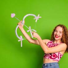 Conjunto de arco y flecha de Cupido, accesorios para disfraz de Halloween, cosplay, accesorios de fotos para mujer - Plateado - Ver 2