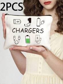 2Pcs Canvas Charger Cable Storage Bag - Funny Charger Printing With Non Waterproof Electronic Accessory Pouch , Unisex Travel Charger Cable Organizer Makeup Organizer Makeup Storage Bag Mini Pouch Travel Small Makeup Case Accessories Make Up Holder Brush Bag Make Up Container Cosmetic Bag Travel Essentials Ladies Accessories Travelling Stuff Makeup Bag School Supplies Make Up Bag Holiday Essentials Makeup Bags Makeup Pouch Holiday Winter