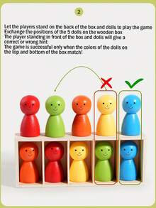 Early Education Color Matching Dolls, Educational Montessori Matching Wooden Villain Color Classification Cup Logical Thinking Training Multiplayer Game Puzzle Early Education Interactive Toys - 彩色 - 查看 5