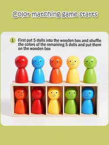 Early Education Color Matching Dolls, Educational Montessori Matching Wooden Villain Color Classification Cup Logical Thinking Training Multiplayer Game Puzzle Early Education Interactive Toys - 彩色 - 查看 4