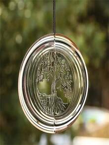 1 lub 2 szt. ze stali nierdzewnej wiatraczek 3D wiszący zestaw dekoracji do ogrodu, podwórka - kinetyczny lustrzany polerowany łapacz słoneczny - bezwietrzna rzeźba wirowa - zewnętrzny odblaskowy dzwonek wietrzny - sztuka medytacji