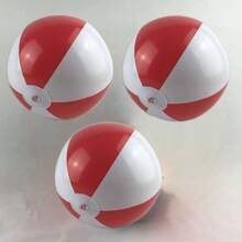 16"/40cm Inflatable Red & White Beach Ball, PVC Material Multicolor Beach Play Ball Toy - Multicolor - View 3