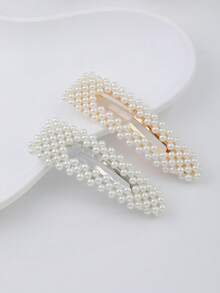 2 chiếc kẹp tóc hình giọt nước đính ngọc trai giả, phụ kiện tóc bằng hợp kim kẽm thanh lịch và quyến rũ dành cho nữ, thích hợp cho mùa hè, kỳ nghỉ, du lịch, lễ hội, tiệc tùng. - Nhiều màu - Xem 1