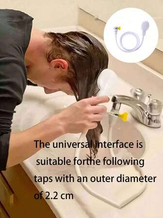1 Grifo de ducha de champú para baño, accesorio portátil de manguera de grifo, tenga en cuenta el tamaño, se ajusta a un surtidor de grifo de hasta 2,2 cm, rociador de ducha portátil para baño, mascotas, champú, enjuague de verduras, lavado de perros, suministros de aseo, para accesorios de baño y jardín