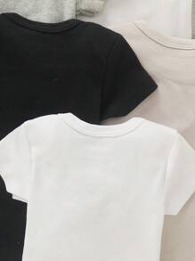 Body para bebê de cor sólida com 8 peças/pacote, design simples para bebês