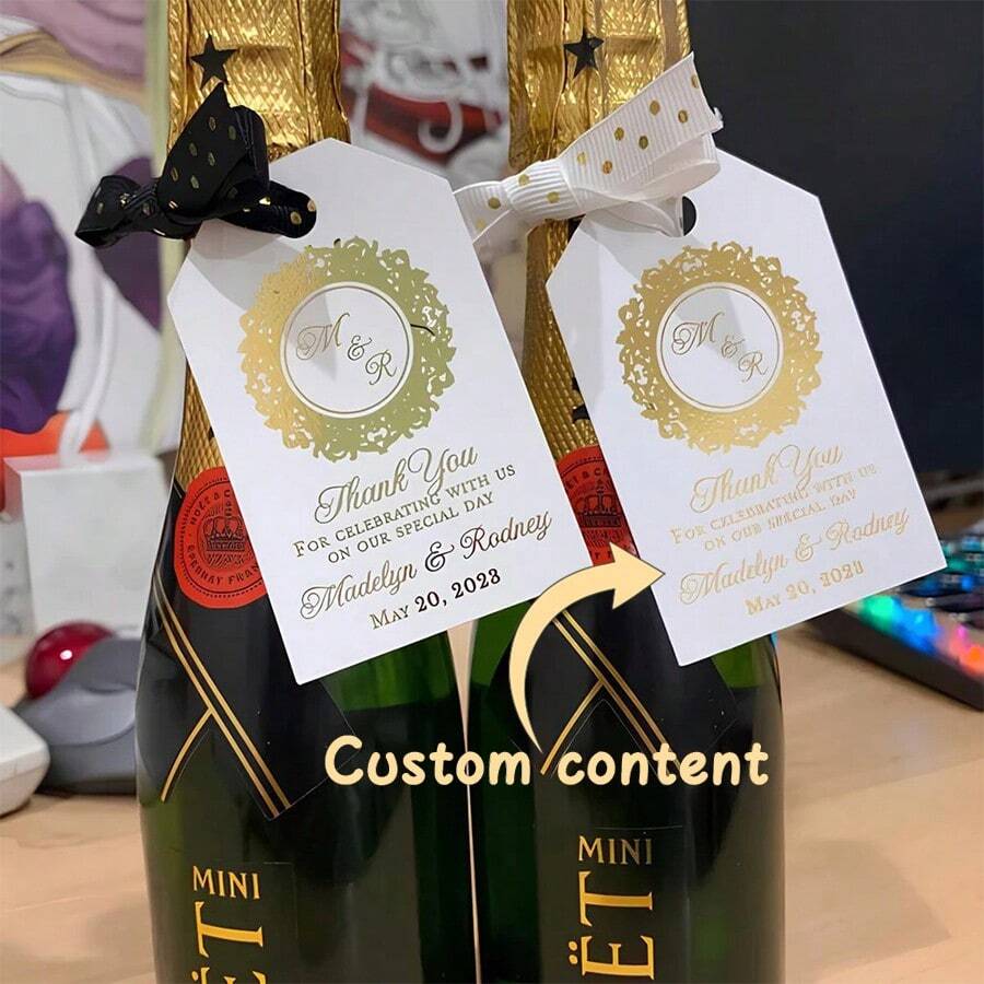 50 etiquetas personalizadas para recuerdos de boda, etiquetas personalizadas para regalos de boda, etiquetas de regalo con lámina de oro o plata