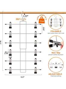 6-Tier Space Saving Clothes Hangers – Adjustable Pants/Jeans/Skirt/Scarf Organizer With Clips, Sturdy Non-Slip Closet Storage For Women, Dorm Room & Home Decor Essentials