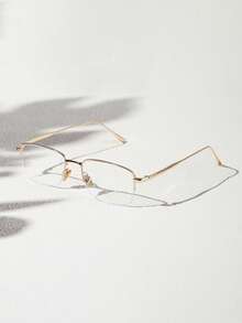 1副男士优雅长方形半框眼镜，适合作为礼物和时尚配饰