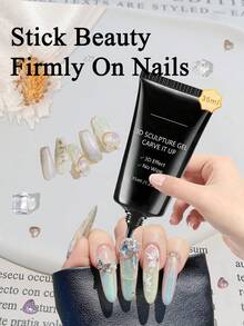 3 件 3D 35ML 雕塑凝胶，超强凝胶指甲胶，用于指甲魅力 3D 指甲闪亮凝胶，用于装饰宝石美甲艺术宝石钻石固化，需要 UV/LED 美容礼物