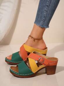 2025 Summer New Women's Comfortable Shoes Stylish Versatile Bestseller - Xanh lá cây Vàng Cam - Xem 1