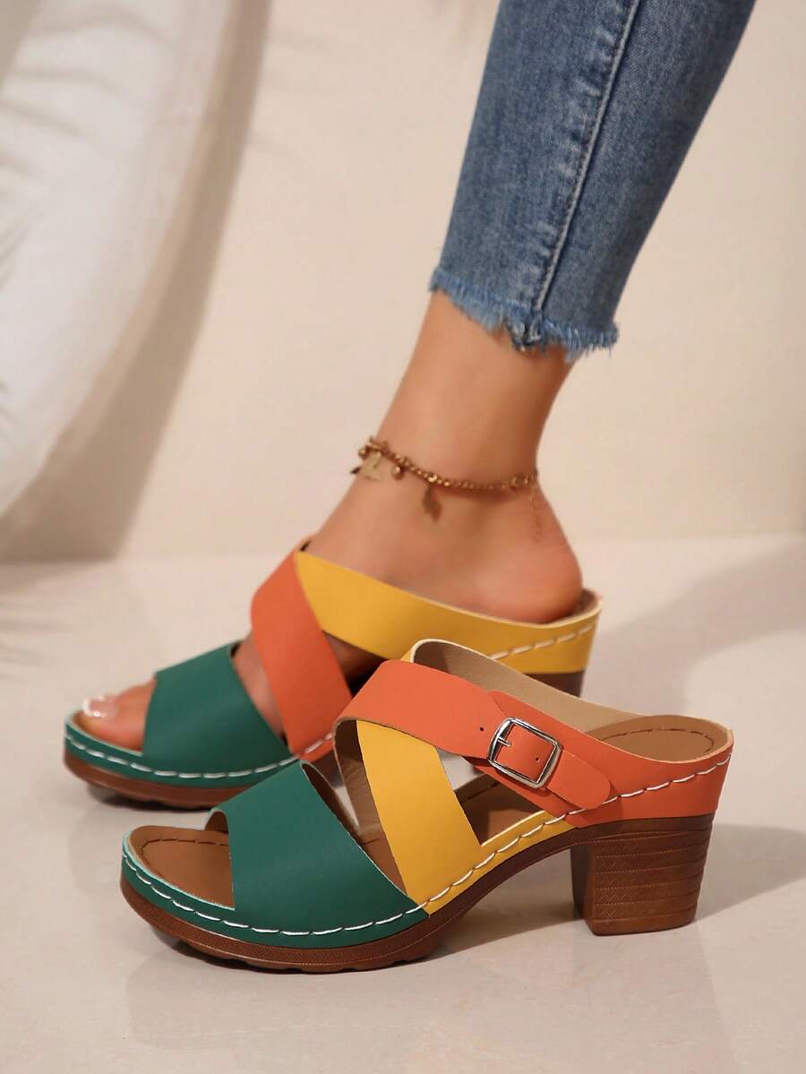 2025 Summer New Women's Comfortable Shoes Stylish Versatile Bestseller - Xanh lá cây Vàng Cam - Xem 1