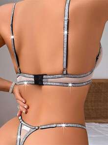 A Two-Piece Set Of 2025 New Y Five-Pointed Star Mesh Tulle  Underwear - màu đen - Xem 3