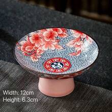 Vintage Blue And White Chinese Style Ceramic Teapot Plate, High Footed Fruit Plate, Small Dish, Chinese Style Snack Bowl, Dry Fruit Dish, Ceramic Tray