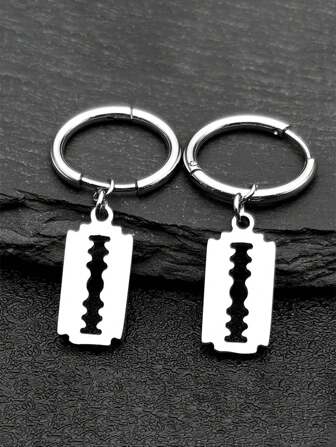 Hiphop Rakbladsörhängen För Kvinnor Män Rostfritt Stål Silverfärg Manlig Man Hänge Örhänge Smycken Presenter