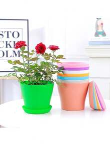 Macetas pequeñas, macetas de boca abierta, macetas mini coloridas para jardinería - Multicolor - Ver 7