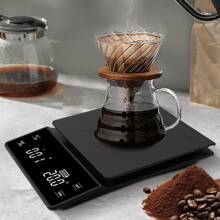 3kg/0.1g Báscula de café inteligente de alta precisión con alfombrilla de café, diseño cuadrado para un almacenamiento fácil, función de tara con un solo toque, conversión de unidades, función de temporizador, báscula electrónica/báscula de cocina para café de goteo, repostería, accesorios de café minimalistas para uso doméstico
