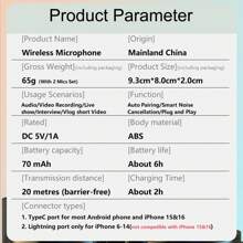 HITOZON Professional Wireless Lavalier Microphone For Smartphone,Wireless Microphone Plug-Play,Lapel Mic For Video Recording,Teaching, Interviews,Podcast,Cordless Omnidirectional Condenser Recording Mic For Vlog