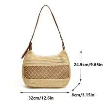 Women's Large Capacity Woven Straw Shoulder Bag, Lightweight And Stylish Summer Beach Bag - Beige - View 6
