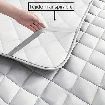 1Pieza Protector de Colchón Transpirable con 4 Cintas Elásticas (Sin Funda de Alohada)Silencioso y Lavable Máquina Cubre Colchon para Individual Matrimonial King Size,Color Blanco