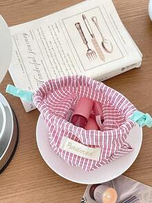 格子化妆品收纳袋，面料柔软，简约抽绳化妆包、卫生巾包、口红收纳包，适合居家、旅行、日常使用