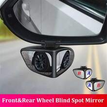 1 Pair Of Car Rearview Mirrors Front And Rear Wheels 360 Degree Adjustable Wide Angle Blind Spot Blind Spot Reflection Reversing Assist High Definition Small Round Mirror - one-size - View 1