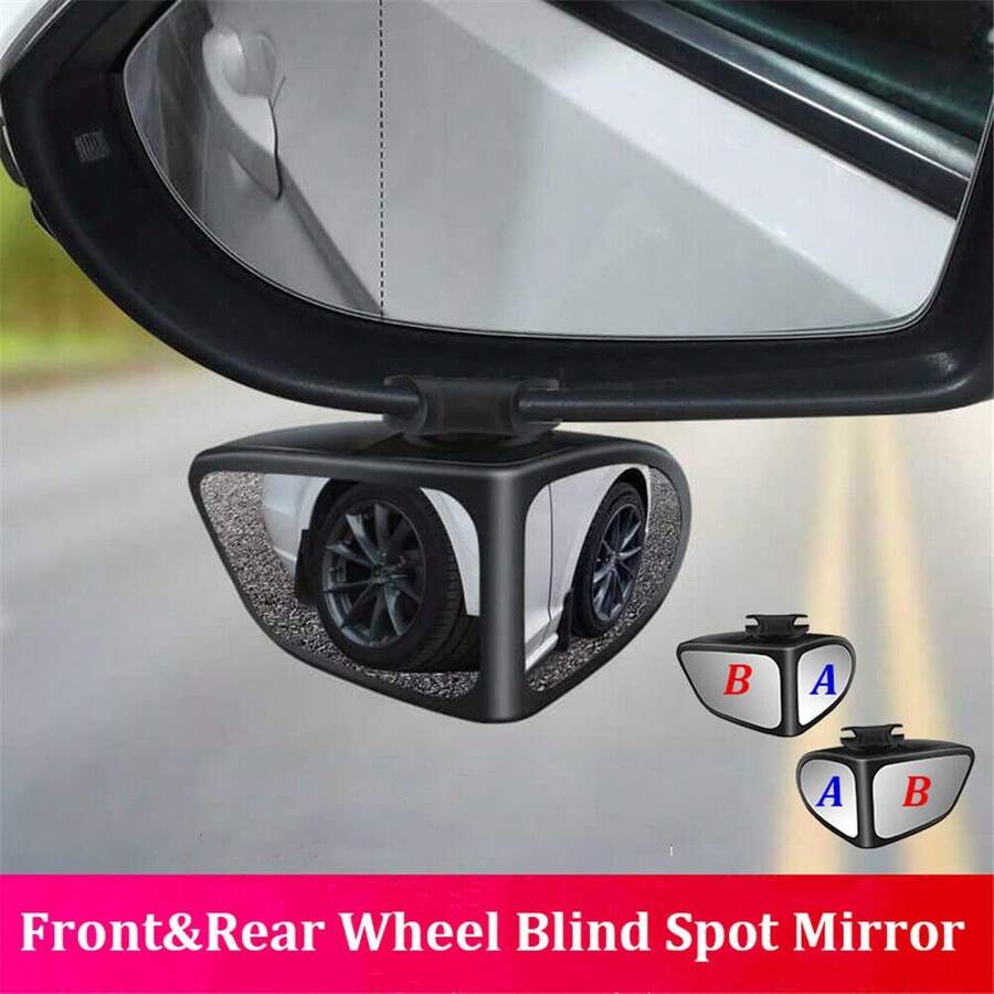 1 Pair Of Car Rearview Mirrors Front And Rear Wheels 360 Degree Adjustable Wide Angle Blind Spot Blind Spot Reflection Reversing Assist High Definition Small Round Mirror - one-size - View 1